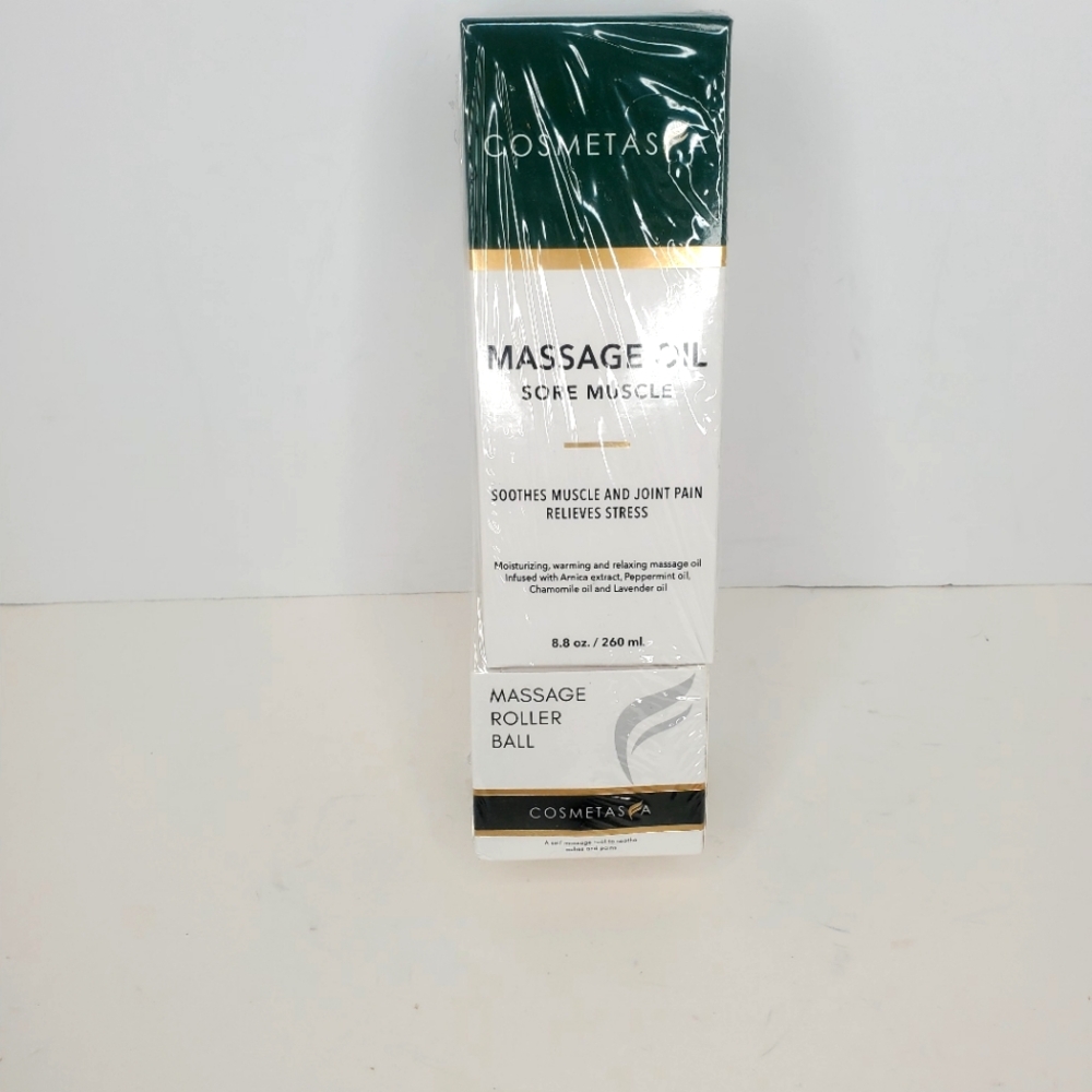 Sore Muscle‎ Massage Oil with Massage Roller Ball  8.8 oz by Cosmetasa